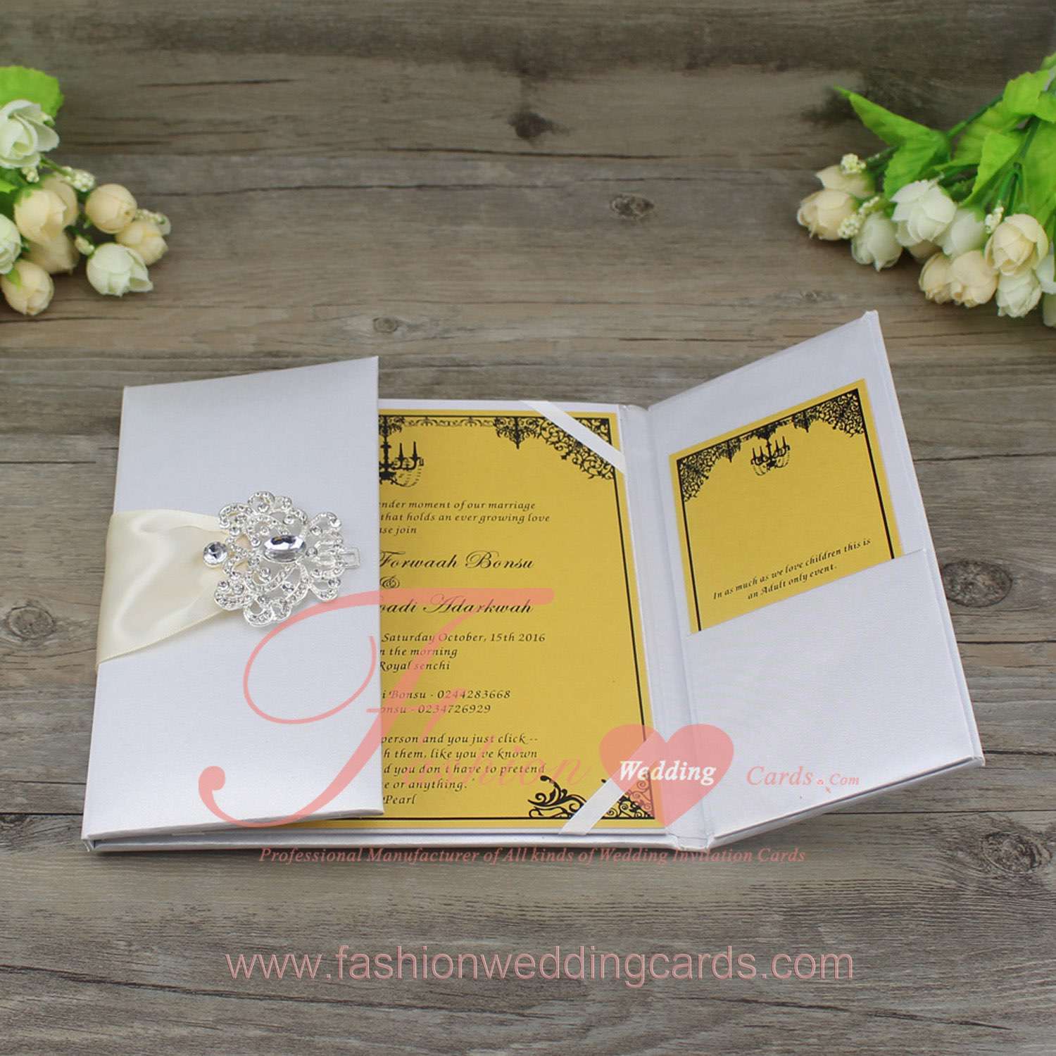 High End Custom Silk Wedding Invitation Folio